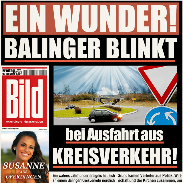 Dodokay BILD Balingen Wunder Kreisverkehr blinken